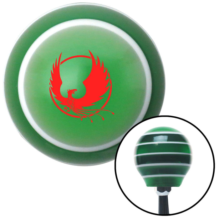 Red Phoenix Green Stripe Shift Knob with M16 x 15 Insert