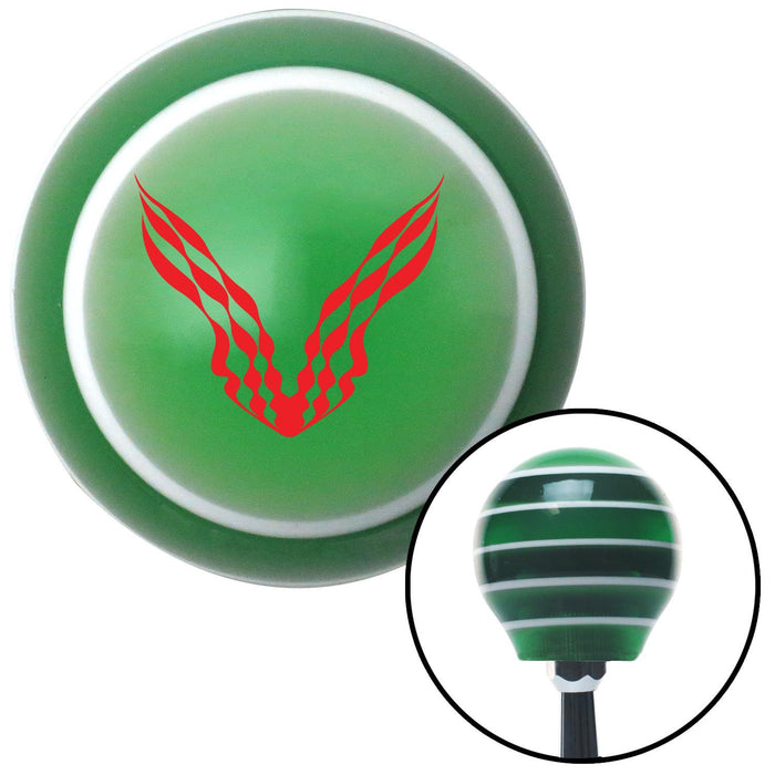 Red Checkered Racing WIngs Green Stripe Shift Knob with M16 x 15 Insert