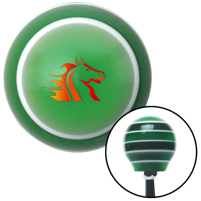 Horse on Fire Green Stripe Shift Knob with M16 x 15 Insert