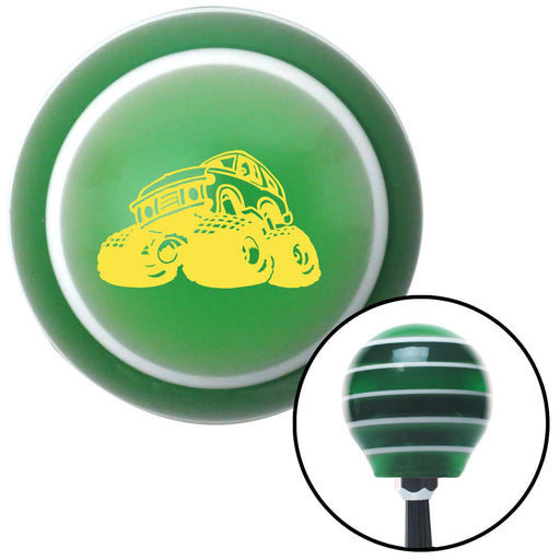 Yellow Monster Truck Green Stripe Shift Knob with M16 x 15 Insert