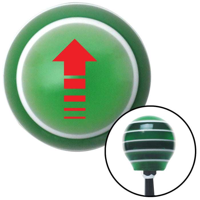 Red Broken Directional Arrow Up Green Stripe Shift Knob with M16 x 15 Insert