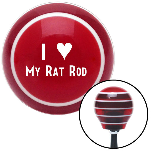 White I 3 MY RAT ROD Red Stripe Shift Knob with M16 x 15 Insert