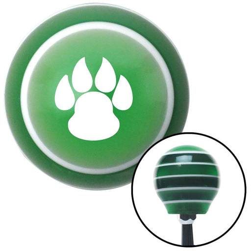 White Pawprint Sharp Green Stripe Shift Knob with M16 x 15 Insert