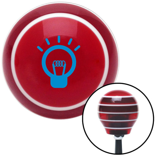 Blue Light Bulb On Red Stripe Shift Knob with M16 x 15 Insert