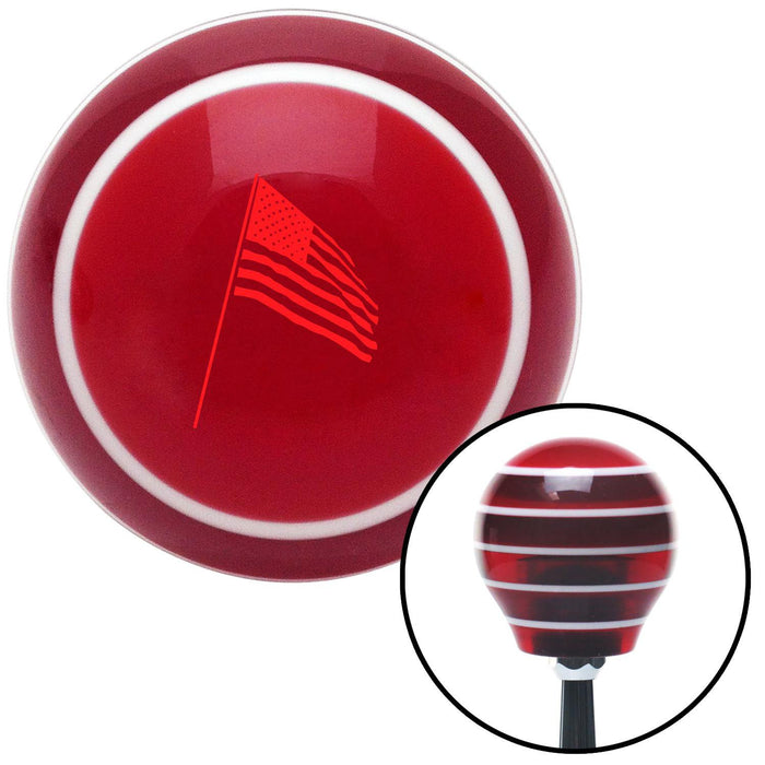 Red American Flag Pole Red Stripe Shift Knob with M16 x 15 Insert