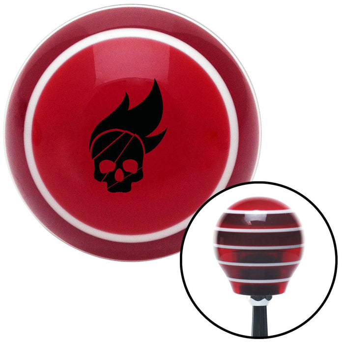 Black Skull Flame Red Stripe Shift Knob with M16 x 15 Insert