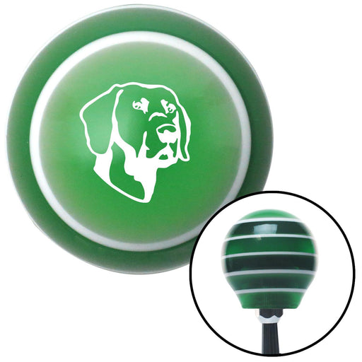 White Dog Green Stripe Shift Knob with M16 x 15 Insert