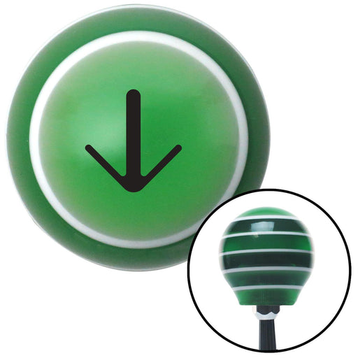 Black Pointing Solid Arrow Down  Green Stripe Shift Knob with M16 x 15 Insert