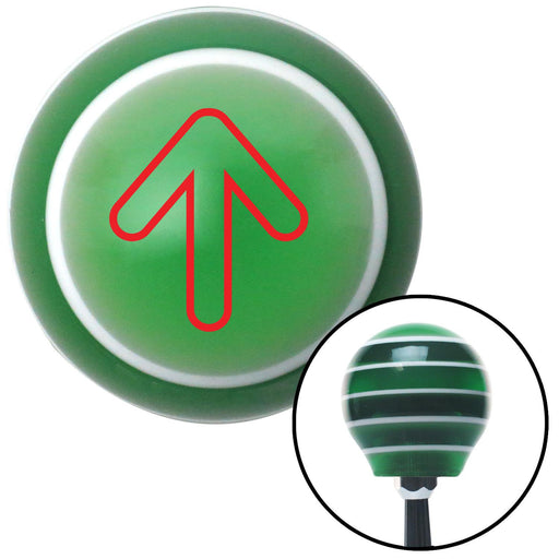 Red Bubble Directional Arrow Up Green Stripe Shift Knob with M16 x 15 Insert