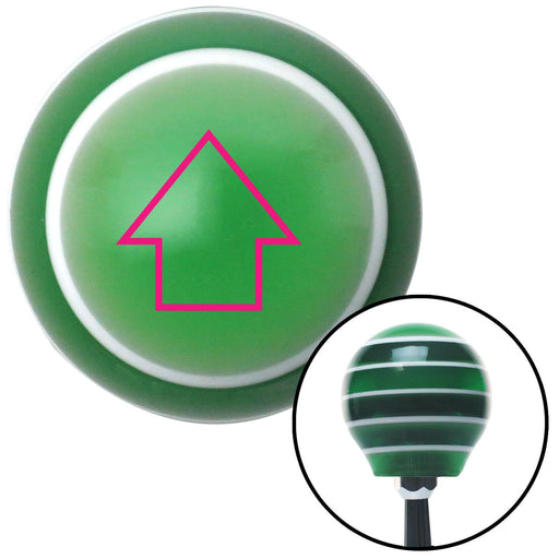 Pink Classic Arrow Up Green Stripe Shift Knob with M16 x 15 Insert