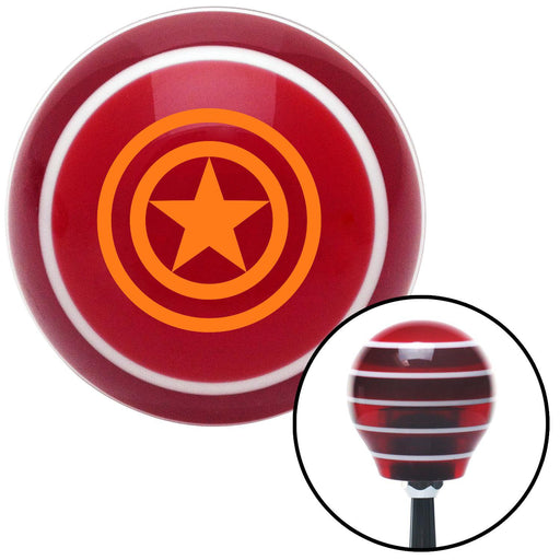 Orange Star Inside Circles Red Stripe Shift Knob with M16 x 15 Insert