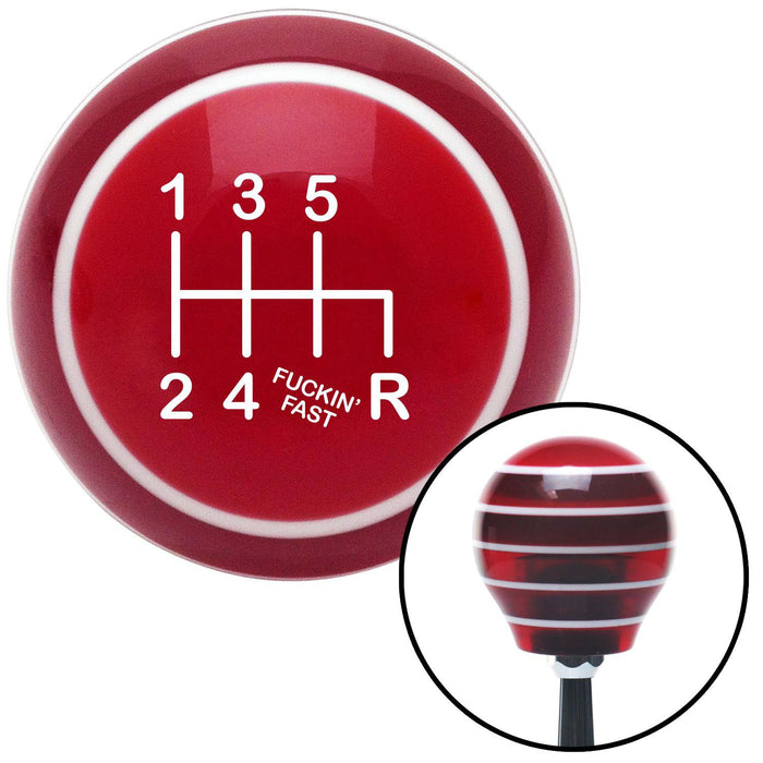 White Shift Pattern Fcking Fast Style 41n Red Stripe Shift Knob with M16 x 15 Insert