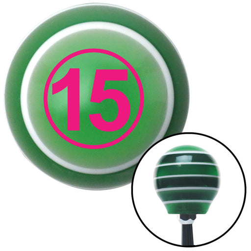 Pink Ball 15 Green Stripe Shift Knob with M16 x 15 Insert