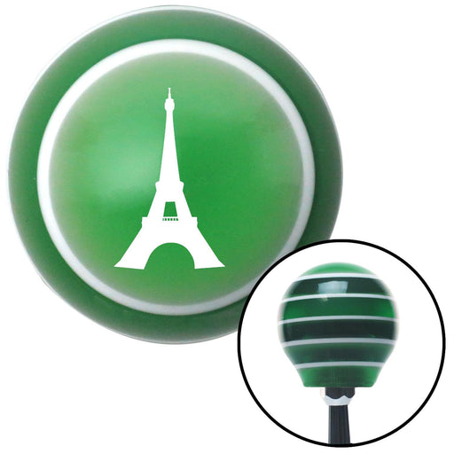 White The Eiffel Tower Green Stripe Shift Knob with M16 x 15 Insert