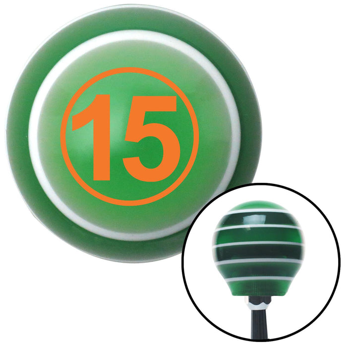 Orange Ball 15 Green Stripe Shift Knob with M16 x 15 Insert