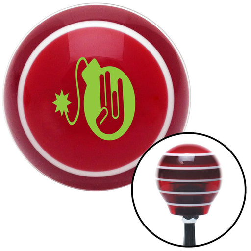 Green JDM Hand Bomb Red Stripe Shift Knob with M16 x 15 Insert