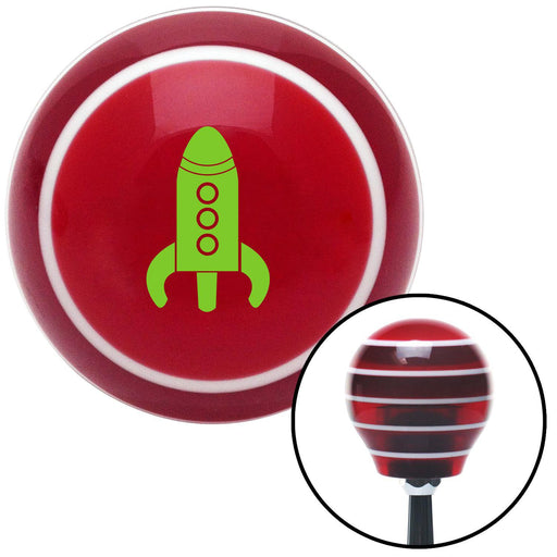 Green Rocketship Red Stripe Shift Knob with M16 x 15 Insert