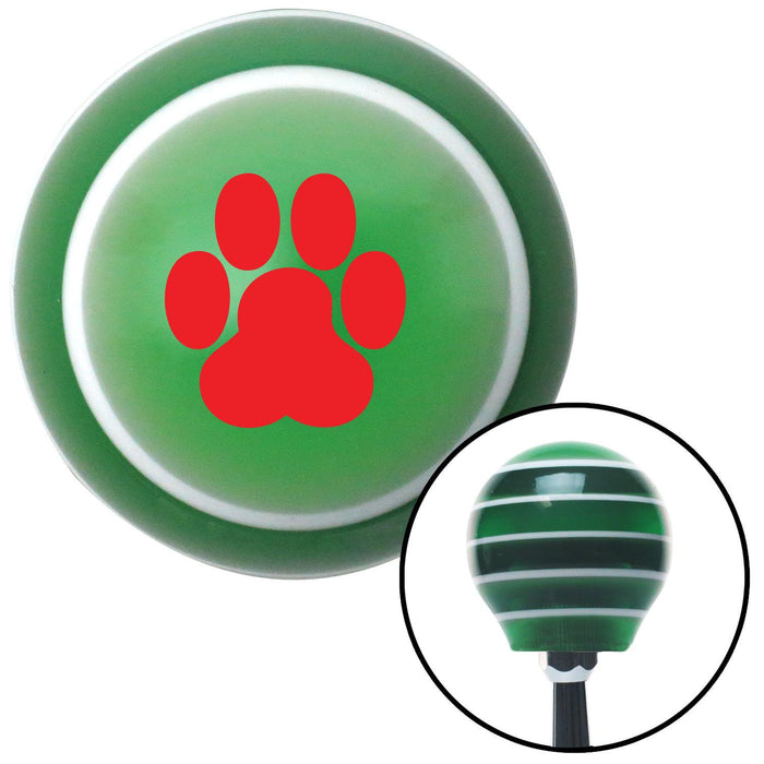 Red Pawprint Green Stripe Shift Knob with M16 x 15 Insert