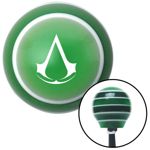 White Assassins Creed Green Stripe Shift Knob with M16 x 15 Insert