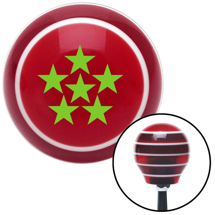 Green 6 Star Formation Red Stripe Shift Knob with M16 x 15 Insert