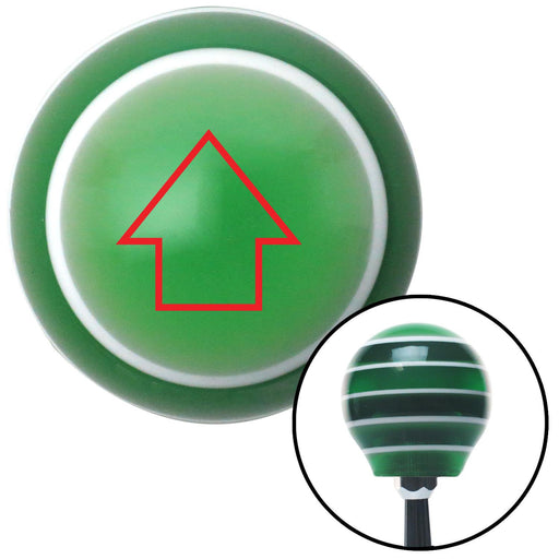 Red Classic Arrow Up Green Stripe Shift Knob with M16 x 15 Insert