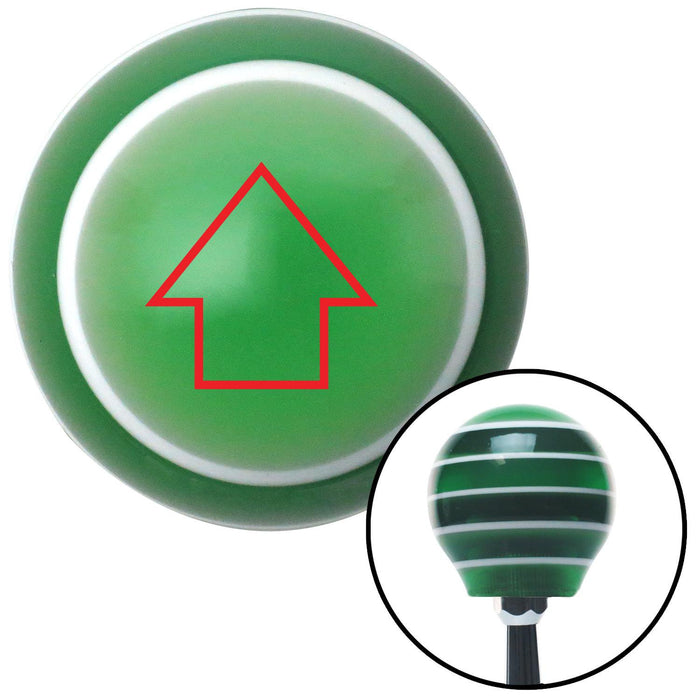 Red Classic Arrow Up Green Stripe Shift Knob with M16 x 15 Insert