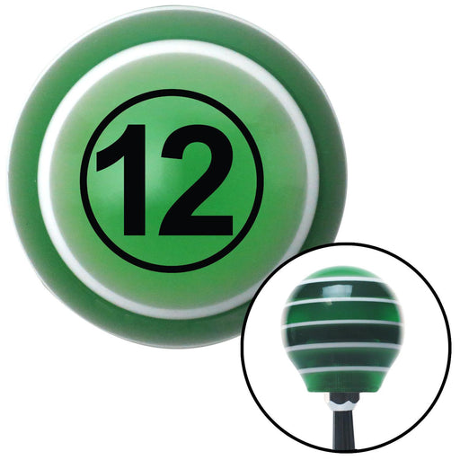 Black Ball 12 Green Stripe Shift Knob with M16 x 15 Insert