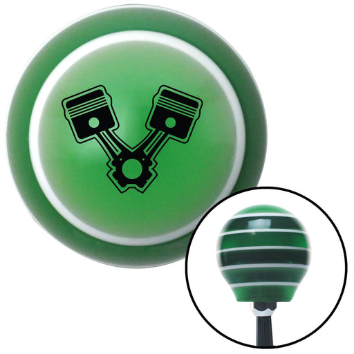 Black 2 Pistons Green Stripe Shift Knob with M16 x 15 Insert