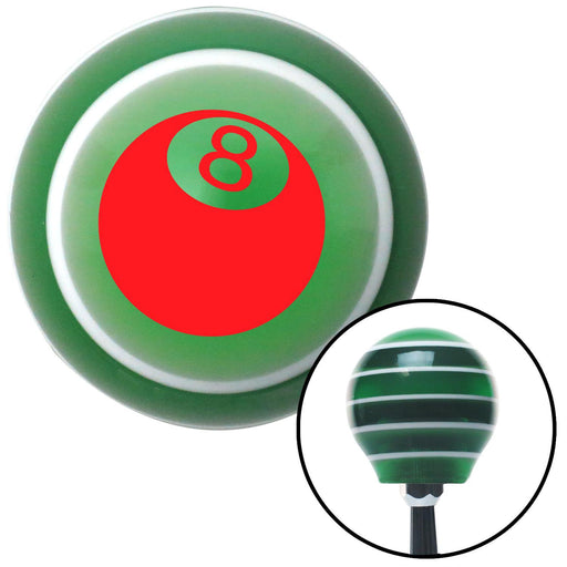 Red 3D 8 Ball  Green Stripe Shift Knob with M16 x 15 Insert