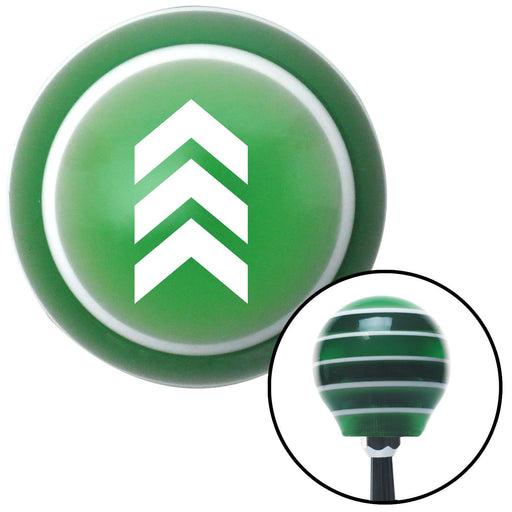 White Military Arrows Up Green Stripe Shift Knob with M16 x 15 Insert