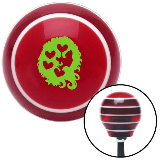 Green Heart Girl Red Stripe Shift Knob with M16 x 15 Insert