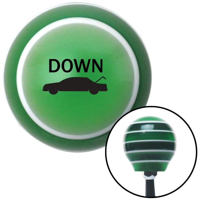 Black Automotive Trunk Down Green Stripe Shift Knob with M16 x 15 Insert