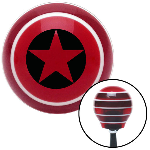 Black Star in Circle Red Stripe Shift Knob with M16 x 15 Insert