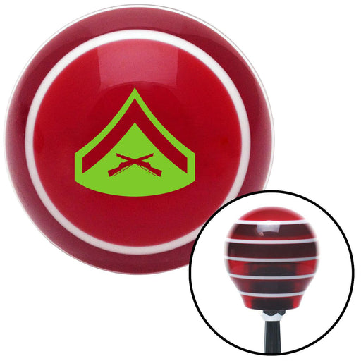 Green 02 Lance Corporal Red Stripe Shift Knob with M16 x 15 Insert