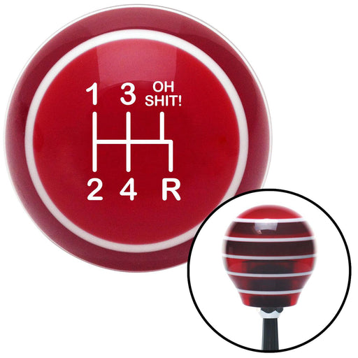 White Shift Pattern OS15n Red Stripe Shift Knob with M16 x 15 Insert