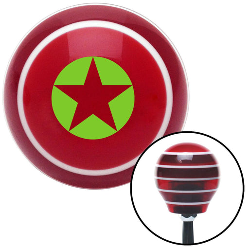 Green Star in Circle Outline Red Stripe Shift Knob with M16 x 15 Insert