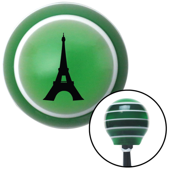 Black The Eiffel Tower  Green Stripe Shift Knob with M16 x 15 Insert