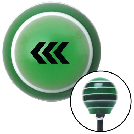 Black Military Arrows Left Green Stripe Shift Knob with M16 x 15 Insert