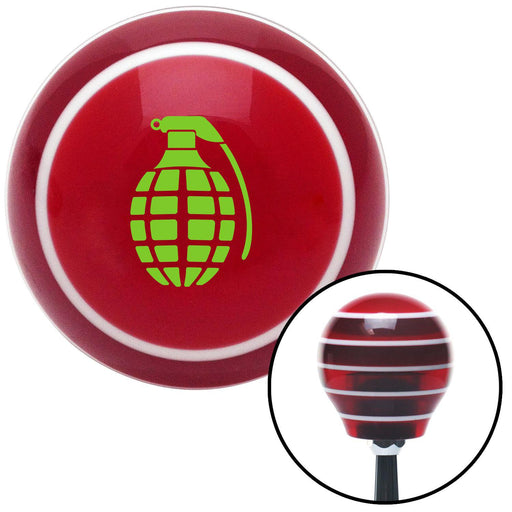 Green Pineapple Grenade Red Stripe Shift Knob with M16 x 15 Insert