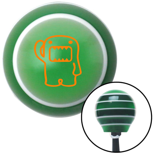 Orange Domo Classic Green Stripe Shift Knob with M16 x 15 Insert