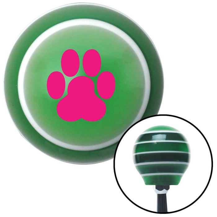 Pink Pawprint Green Stripe Shift Knob with M16 x 15 Insert