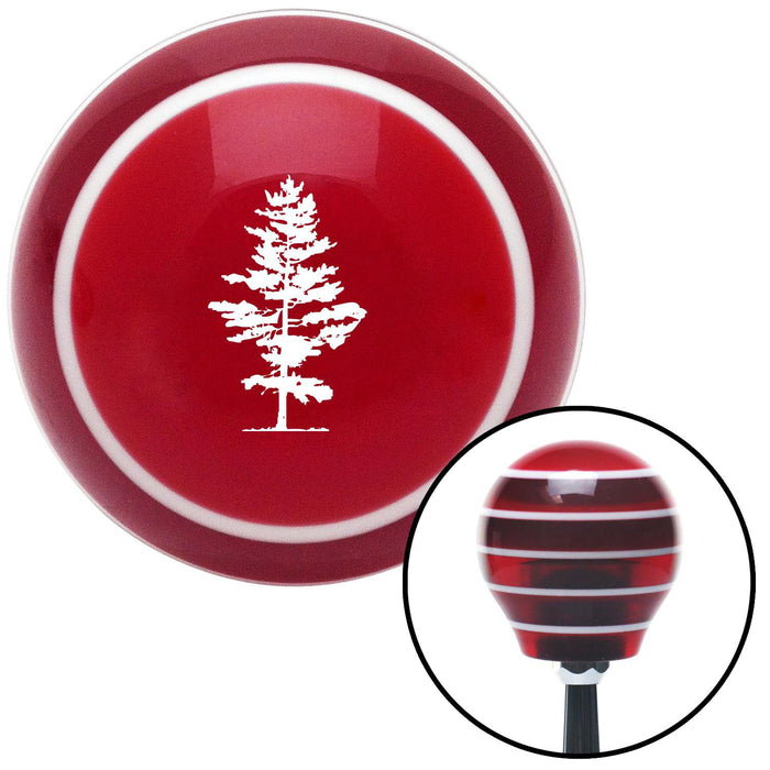 White Evergreen Tree Red Stripe Shift Knob with M16 x 15 Insert