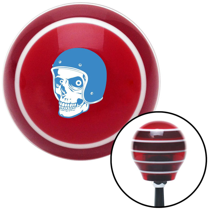 Blue Hellraiser Skull Red Stripe Shift Knob with M16 x 15 Insert