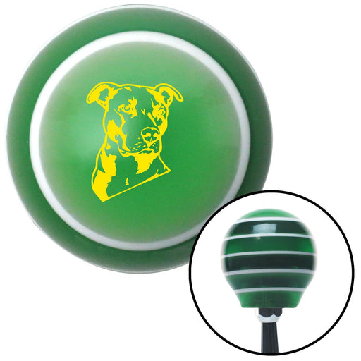 Yellow Pitbull Green Stripe Shift Knob with M16 x 15 Insert