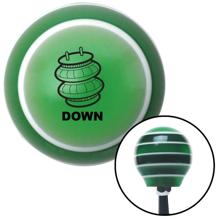 Black Automotive Airbag Down Green Stripe Shift Knob with M16 x 15 Insert