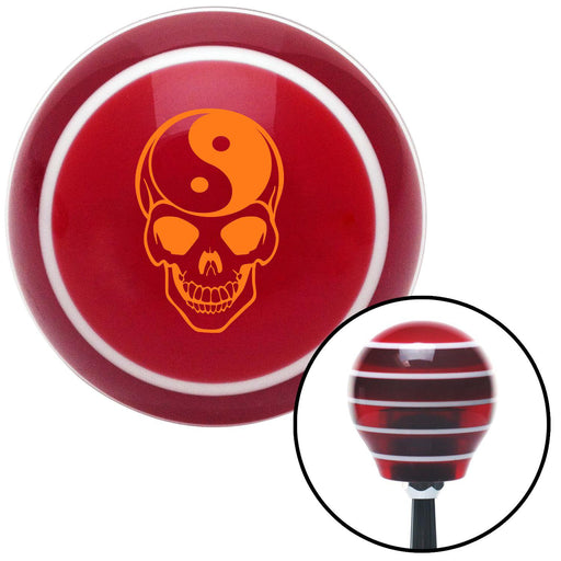 Orange Yin  Yang Skull Red Stripe Shift Knob with M16 x 15 Insert