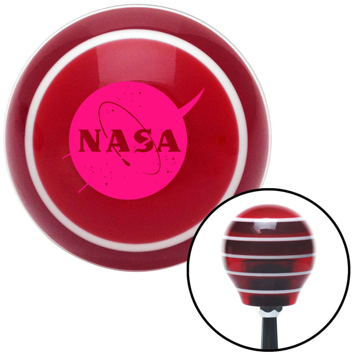 Pink Nasa Logo Circle  Red Stripe Shift Knob with M16 x 15 Insert