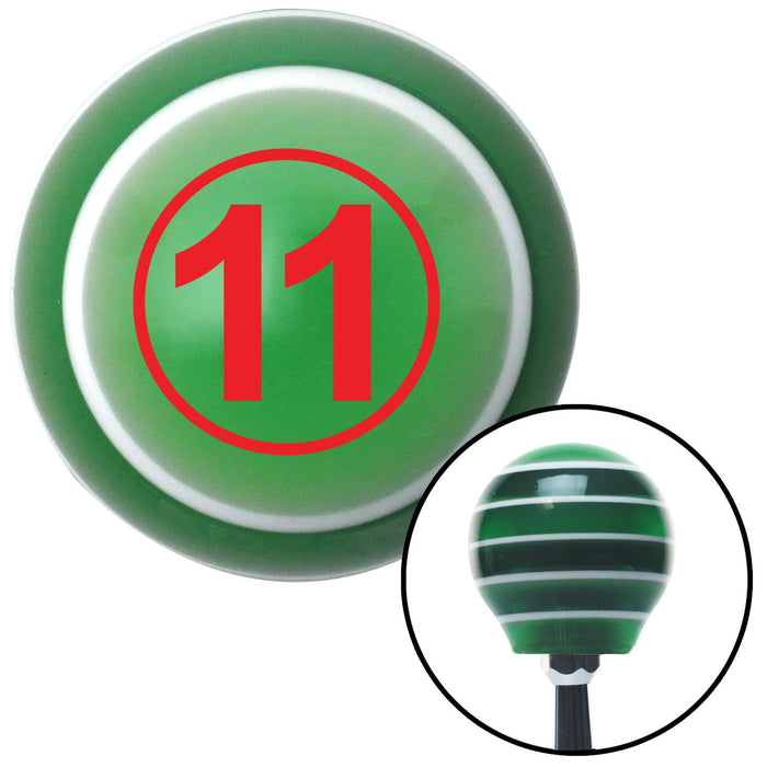 Red Ball 11 Green Stripe Shift Knob with M16 x 15 Insert