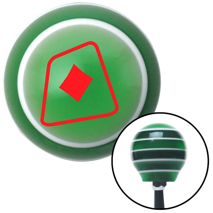 Red Diamonds on a Card Green Stripe Shift Knob with M16 x 15 Insert