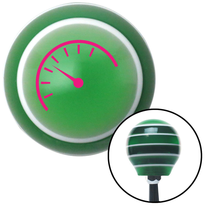 Pink Instrument Gauge Green Stripe Shift Knob with M16 x 15 Insert